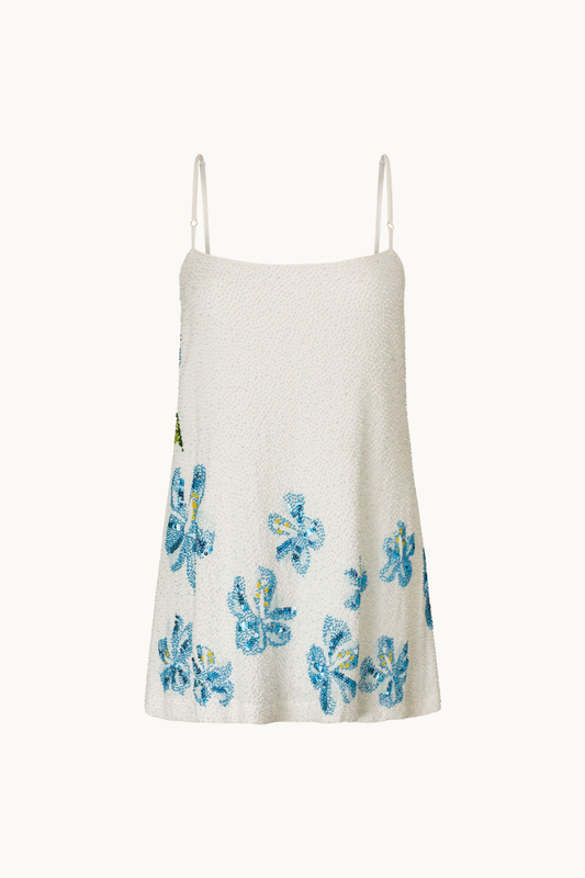 SKY BLUE BEADS Celestine Beaded Mini Dress