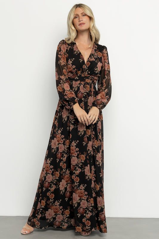 Olivia Floral Maxi Dress in Deep Topaz