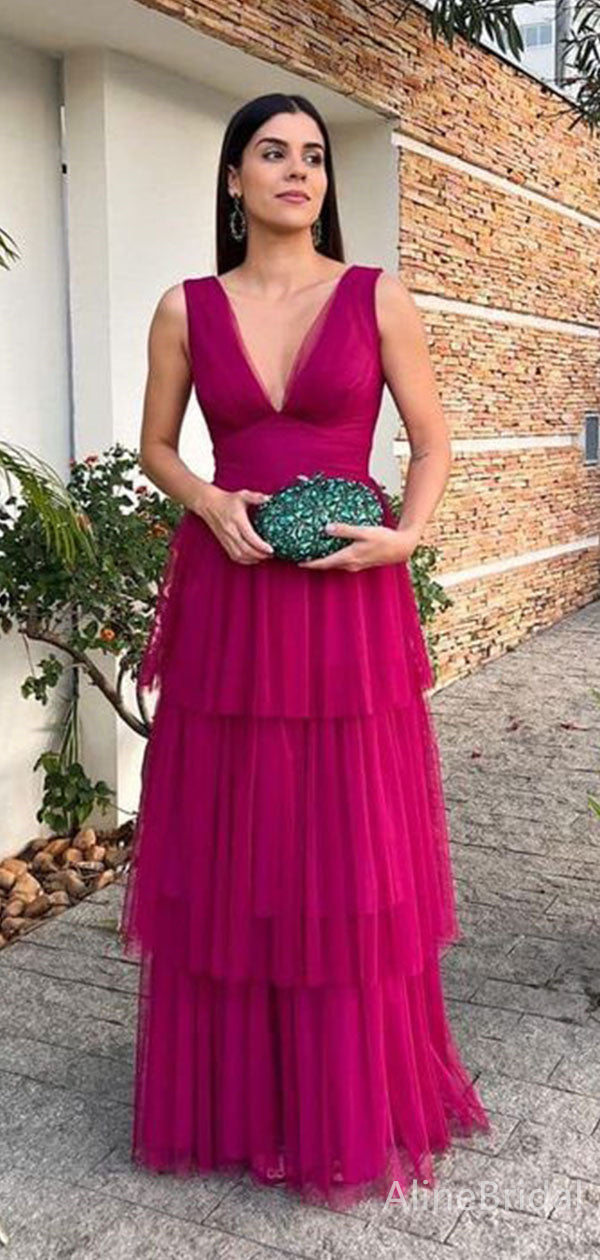 Picture Color Vivienne Layered Tulle Evening Gown