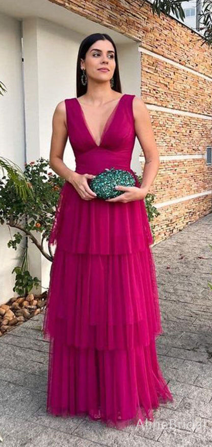 Picture Color Vivienne Layered Tulle Evening Gown