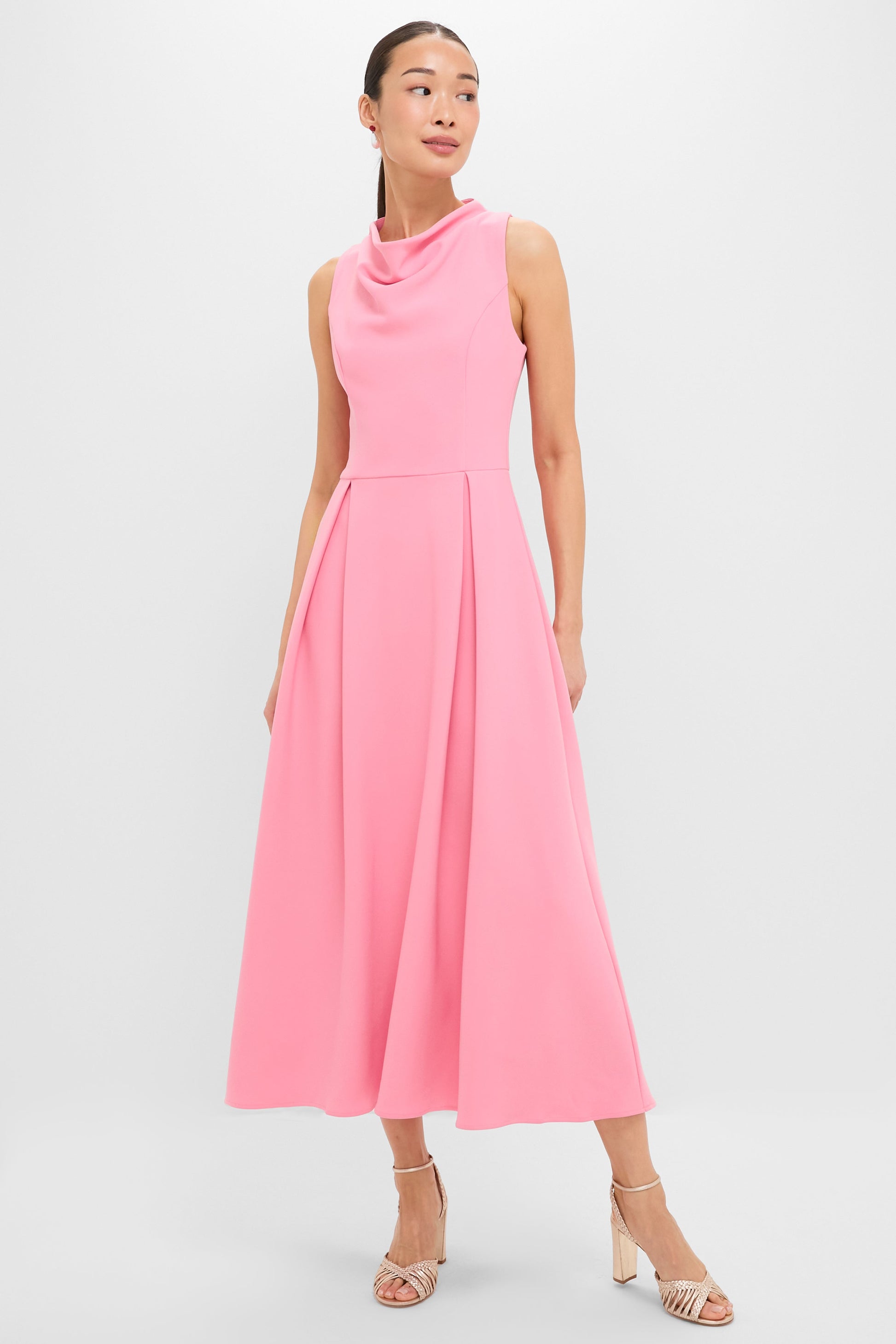 Bubblegum Pink Risa Cowl Neck Gown in Bubblegum Pink