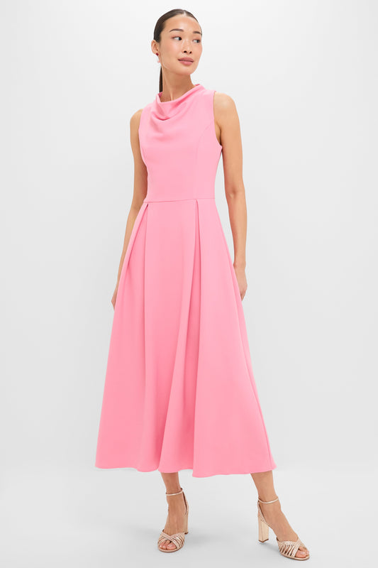 Bubblegum Pink Risa Cowl Neck Gown in Bubblegum Pink