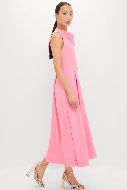 Bubblegum Pink Risa Cowl Neck Gown in Bubblegum Pink