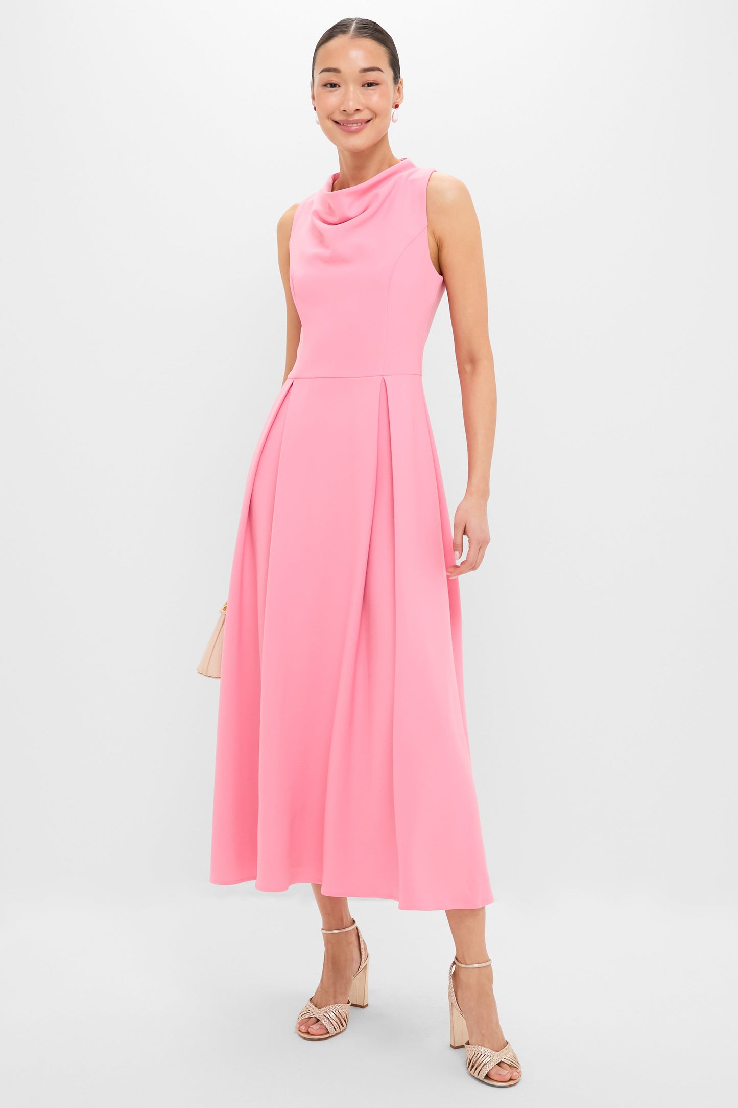 Bubblegum Pink Risa Cowl Neck Gown in Bubblegum Pink