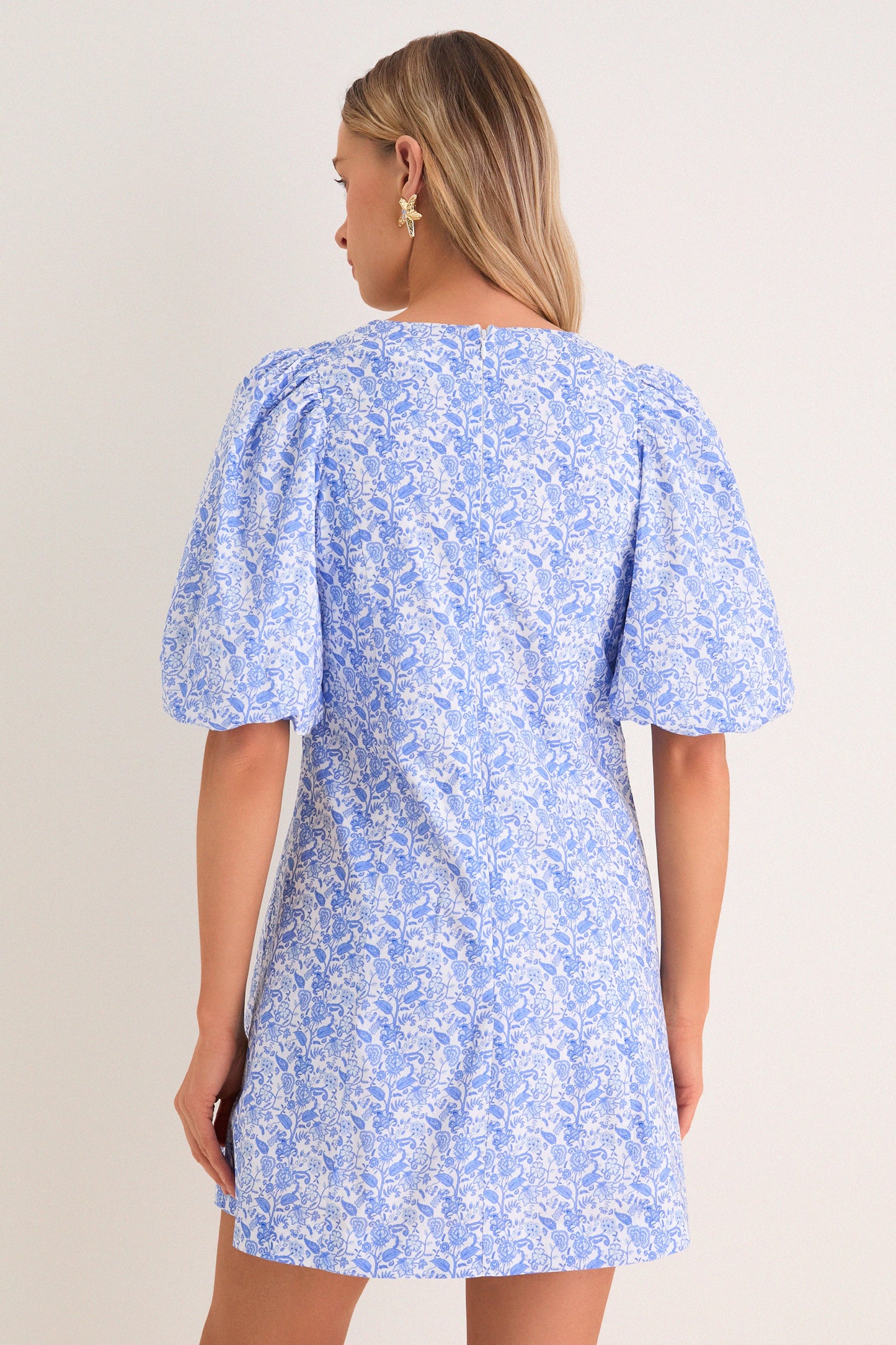 Baby Blue Ditsy Floral Marcy Ditsy Floral Mini Dress in Baby Blue