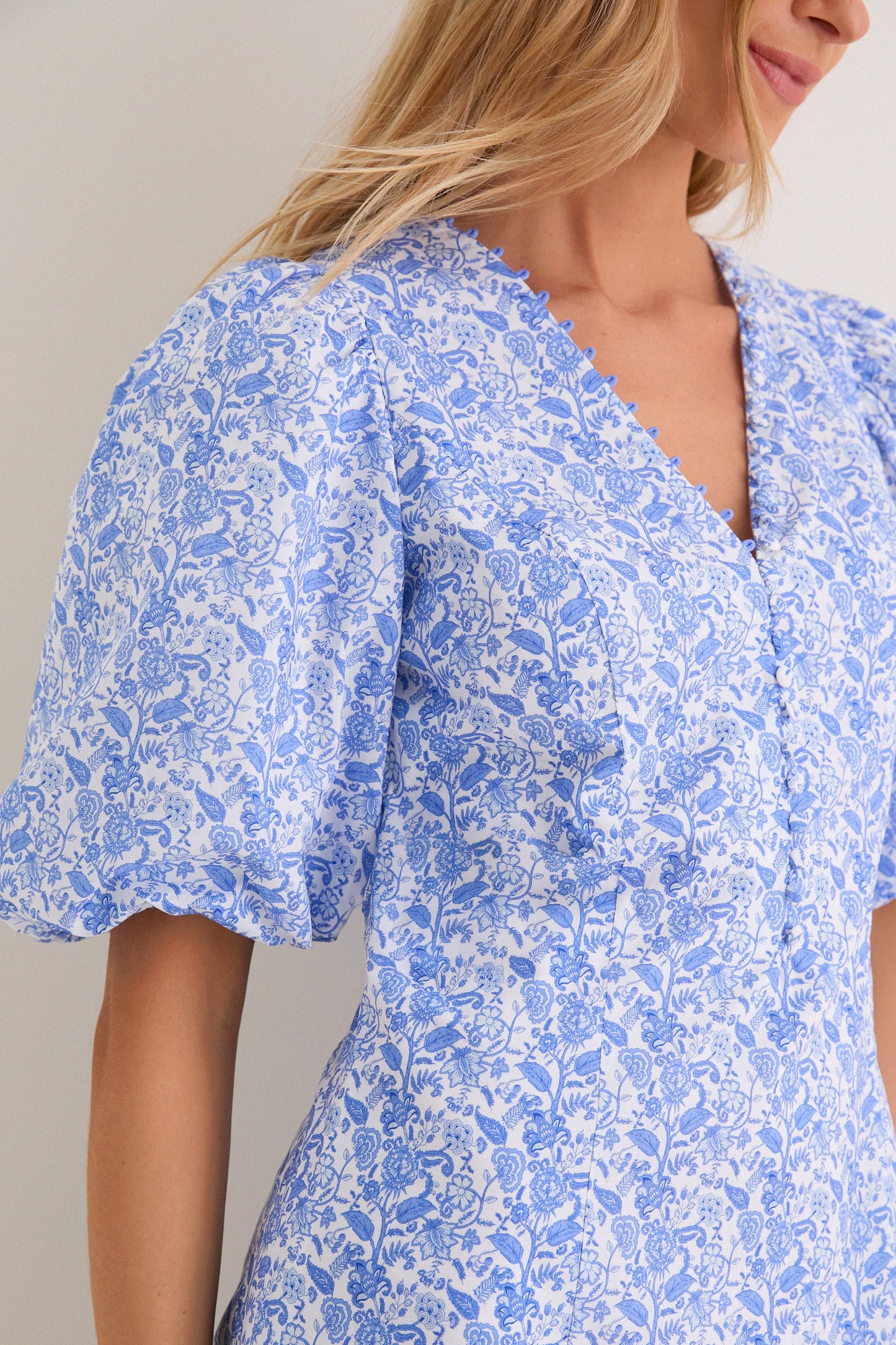 Baby Blue Ditsy Floral Marcy Ditsy Floral Mini Dress in Baby Blue