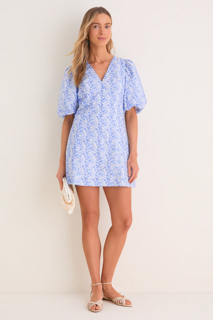 Baby Blue Ditsy Floral Marcy Ditsy Floral Mini Dress in Baby Blue