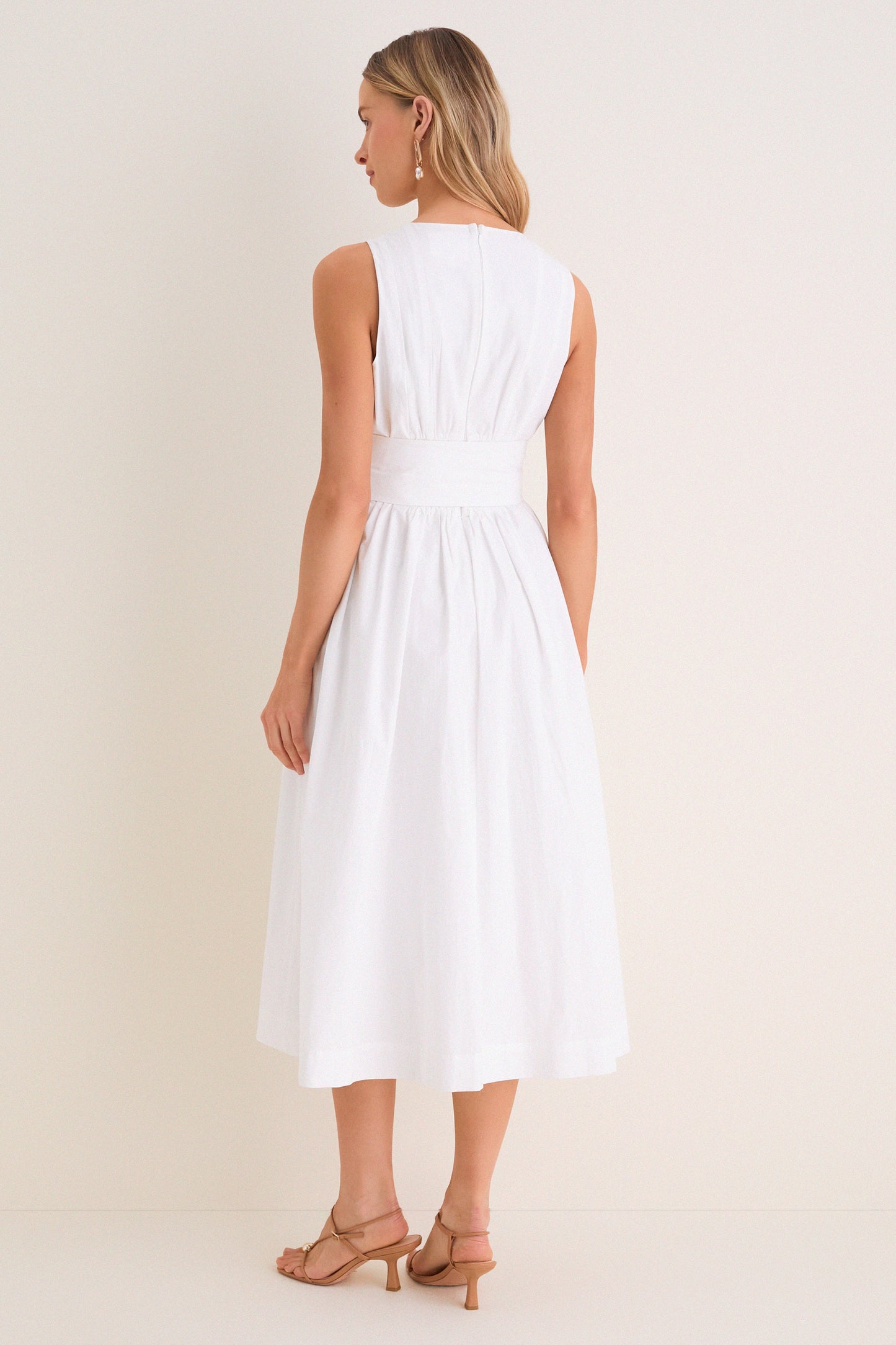 Up Midi Dress Marilyn Lace-Up Midi Dress in White