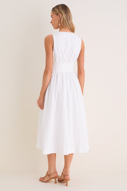 Up Midi Dress Marilyn Lace-Up Midi Dress in White