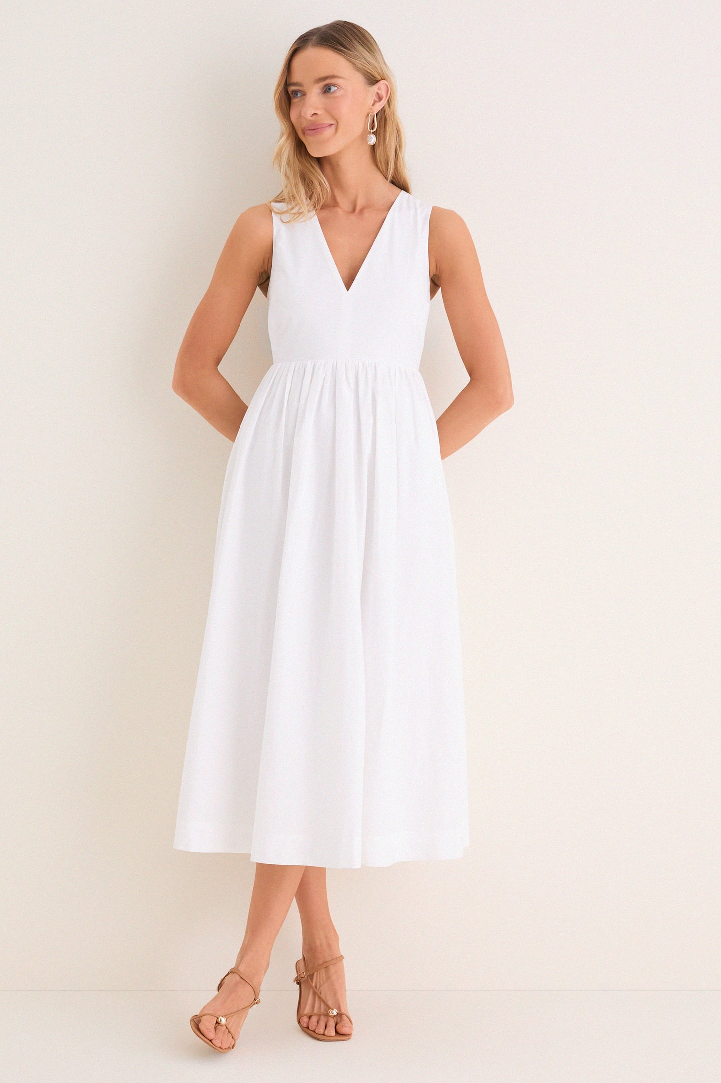 Up Midi Dress Marilyn Lace-Up Midi Dress in White