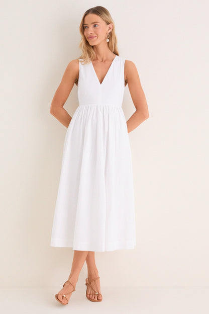 Up Midi Dress Marilyn Lace-Up Midi Dress in White