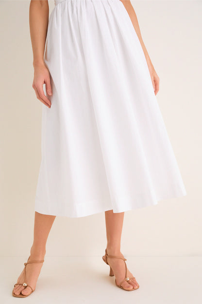 Up Midi Dress Marilyn Lace-Up Midi Dress in White