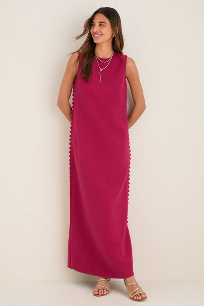 Raspberry Camille Crepe Maxi Dress in Raspberry