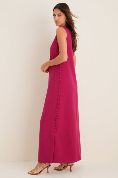 Raspberry Camille Crepe Maxi Dress in Raspberry