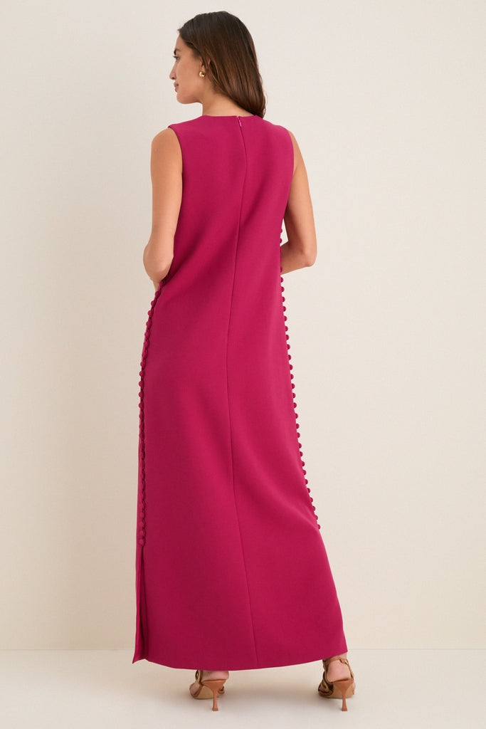 Raspberry Camille Crepe Maxi Dress in Raspberry