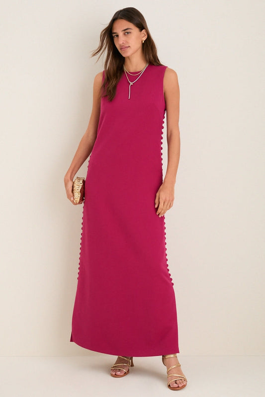 Raspberry Camille Crepe Maxi Dress in Raspberry