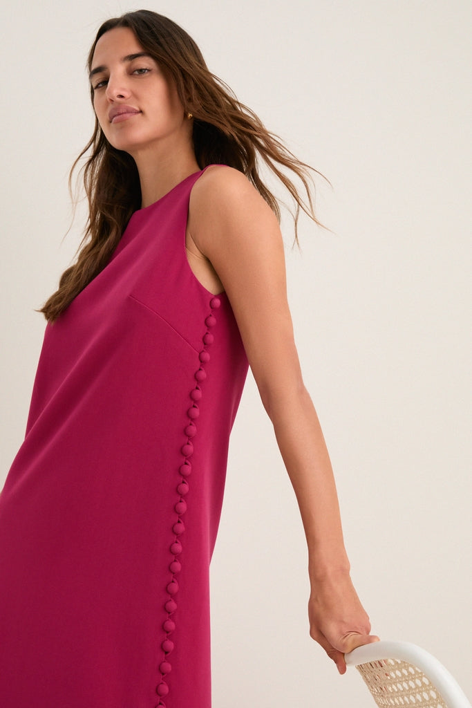 Raspberry Camille Crepe Maxi Dress in Raspberry