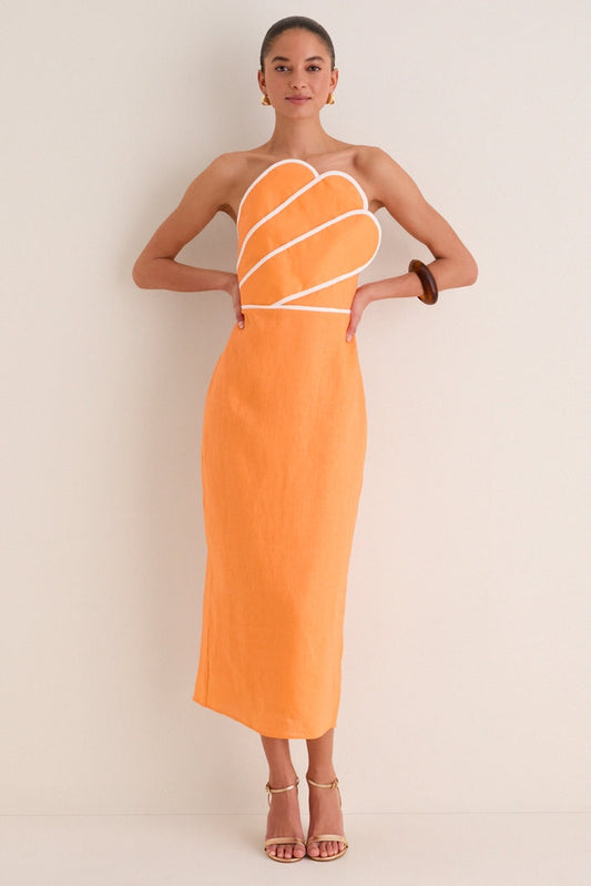 Orange Linen Clementine Linen Maxi Dress