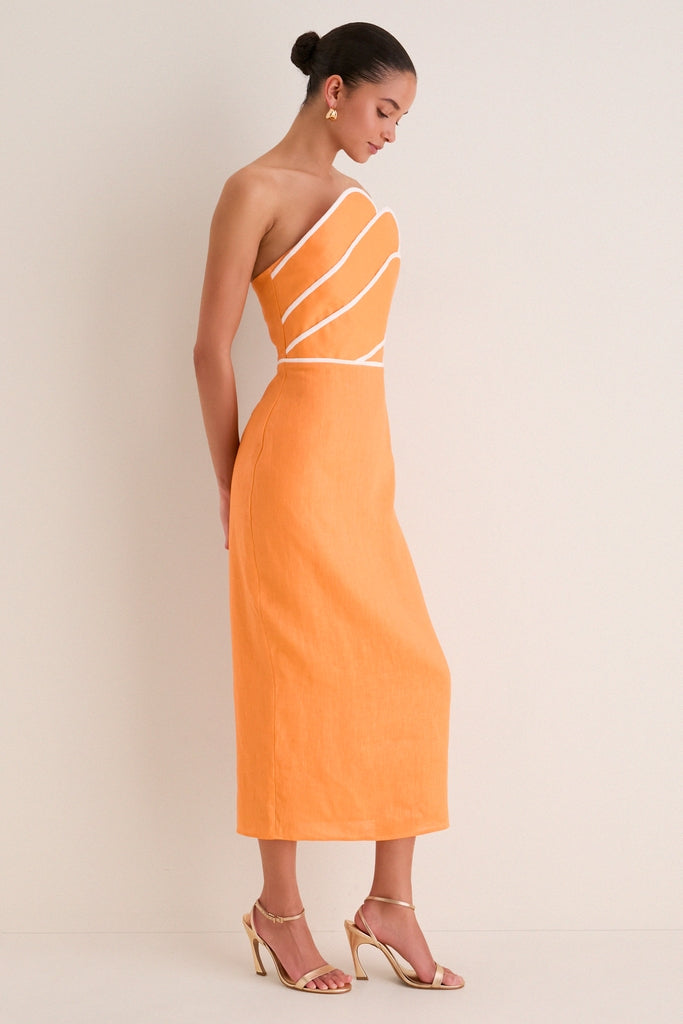 Orange Linen Clementine Linen Maxi Dress