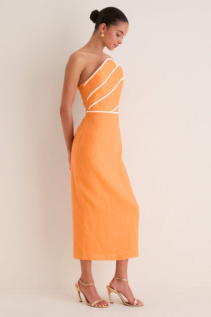 Orange Linen Clementine Linen Maxi Dress
