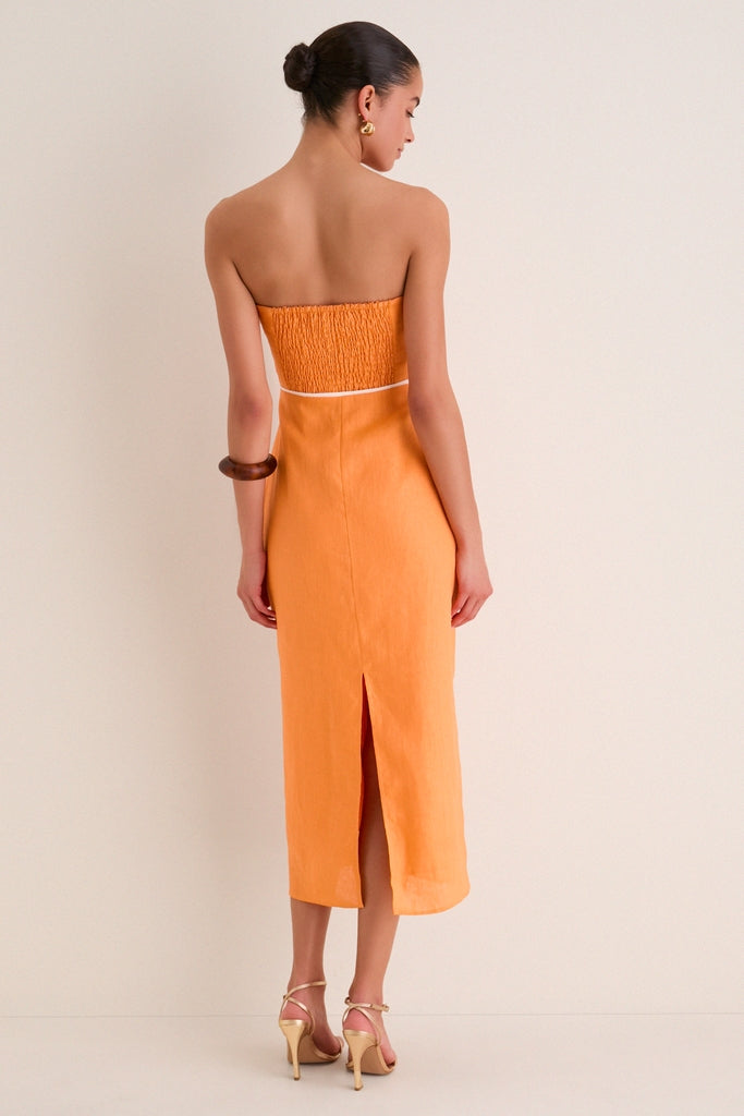 Orange Linen Clementine Linen Maxi Dress