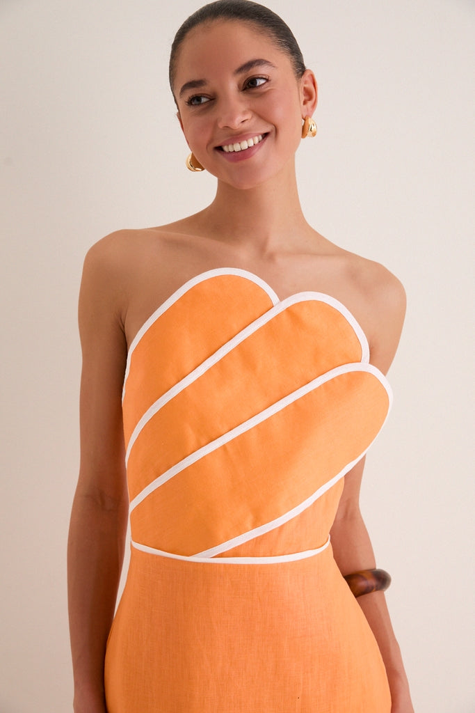 Orange Linen Clementine Linen Maxi Dress