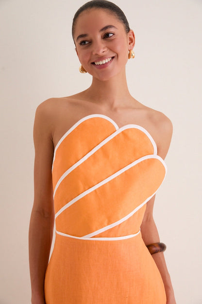 Orange Linen Clementine Linen Maxi Dress