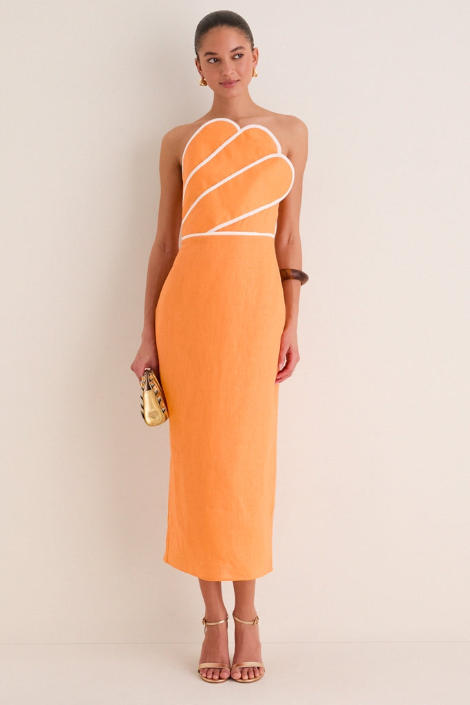 Orange Linen Clementine Linen Maxi Dress