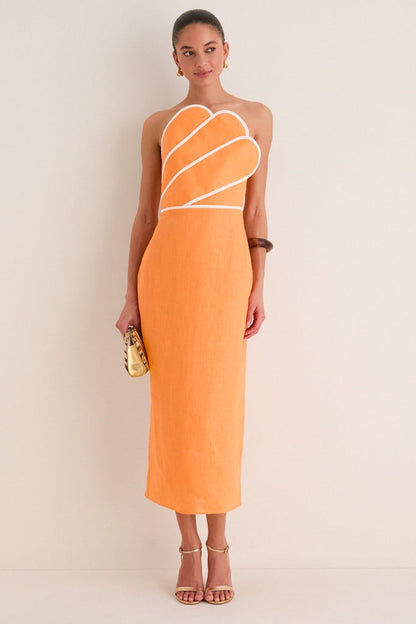 Orange Linen Clementine Linen Maxi Dress