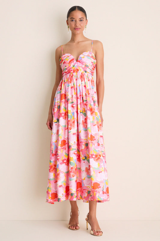 Pink Multi Watercolor Harper Watercolor Maxi Dress