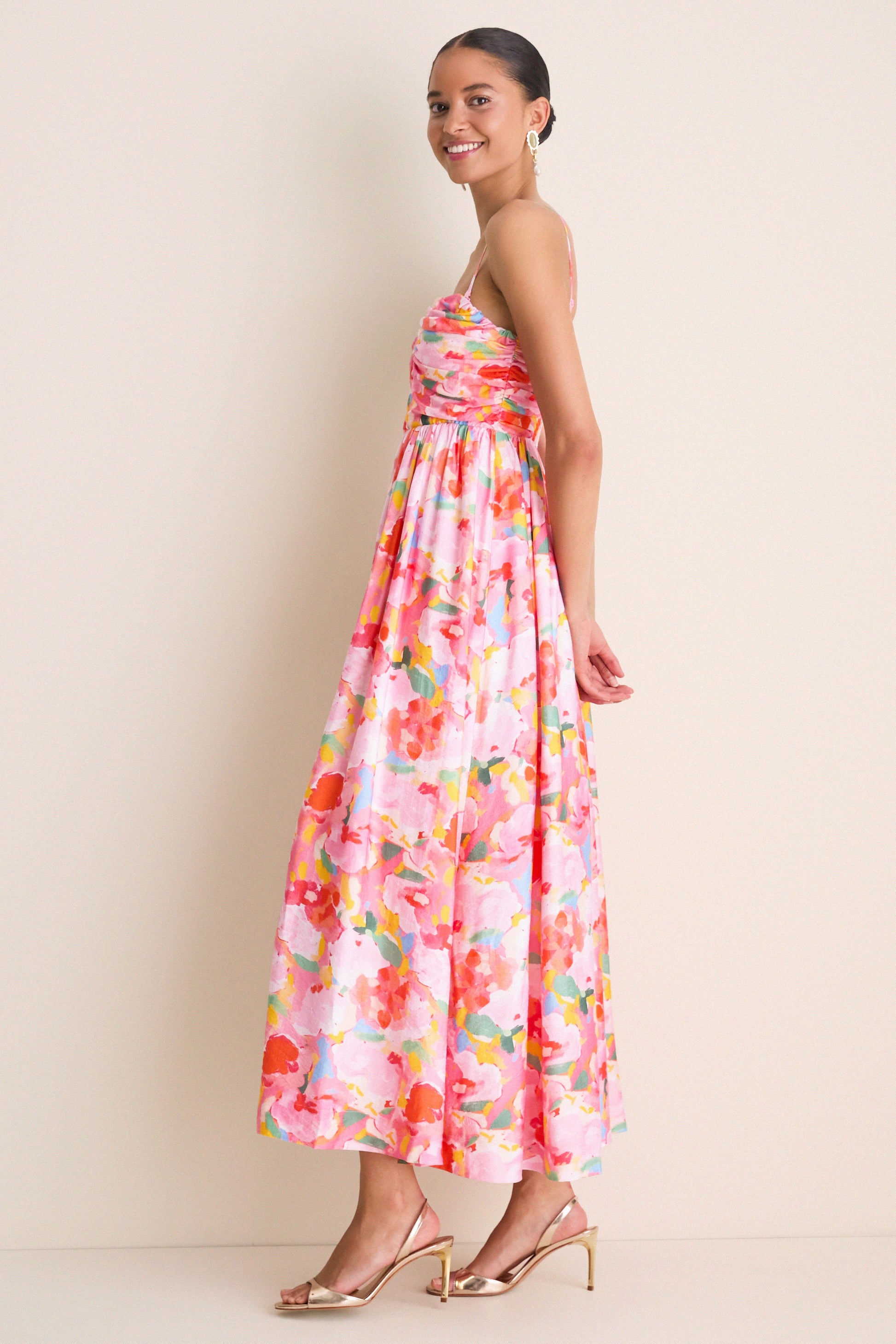 Pink Multi Watercolor Harper Watercolor Maxi Dress