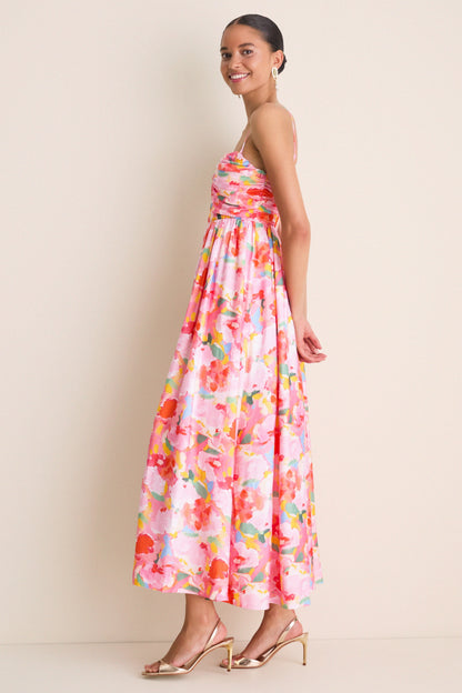 Pink Multi Watercolor Harper Watercolor Maxi Dress