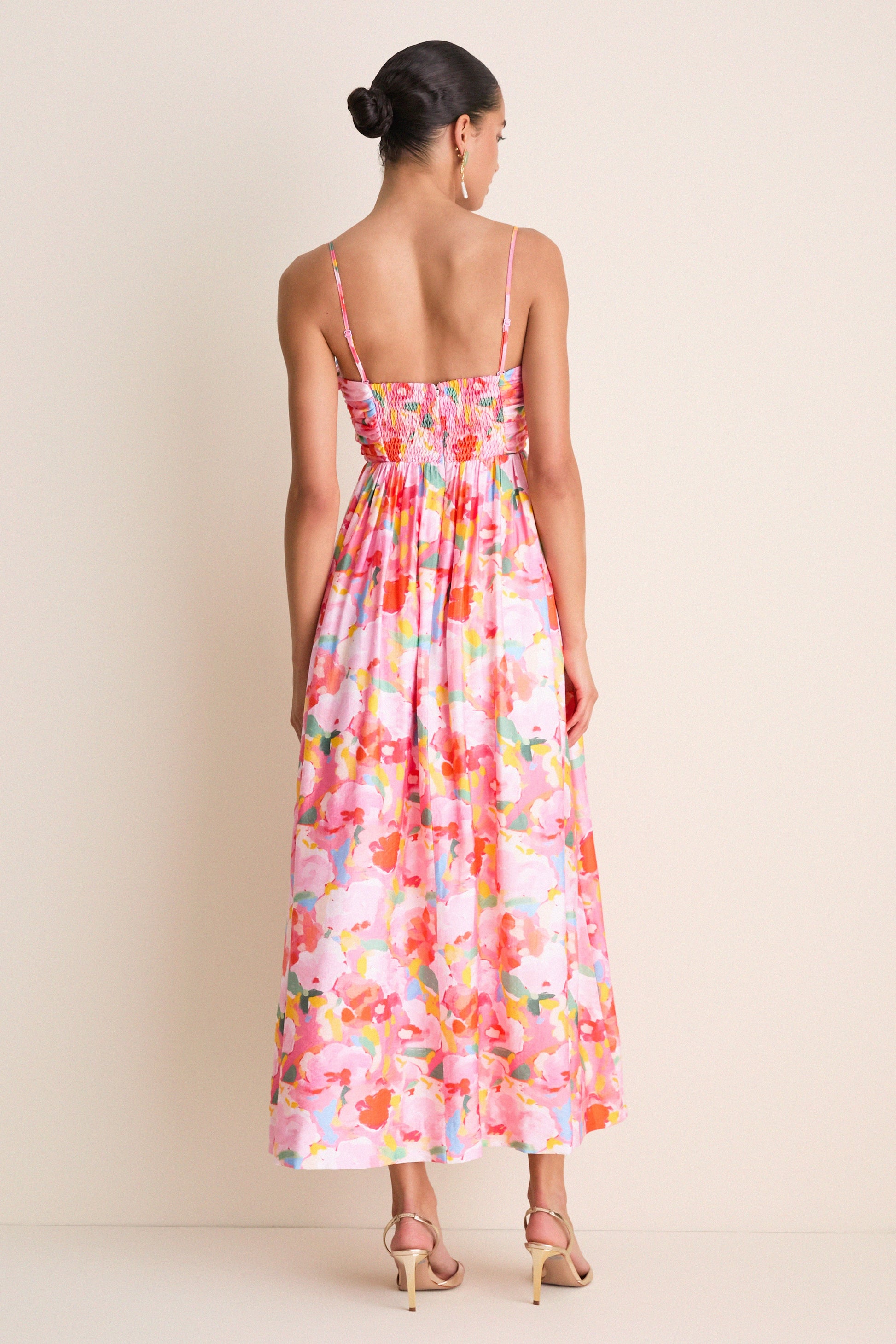 Pink Multi Watercolor Harper Watercolor Maxi Dress