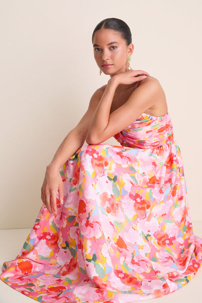 Pink Multi Watercolor Harper Watercolor Maxi Dress