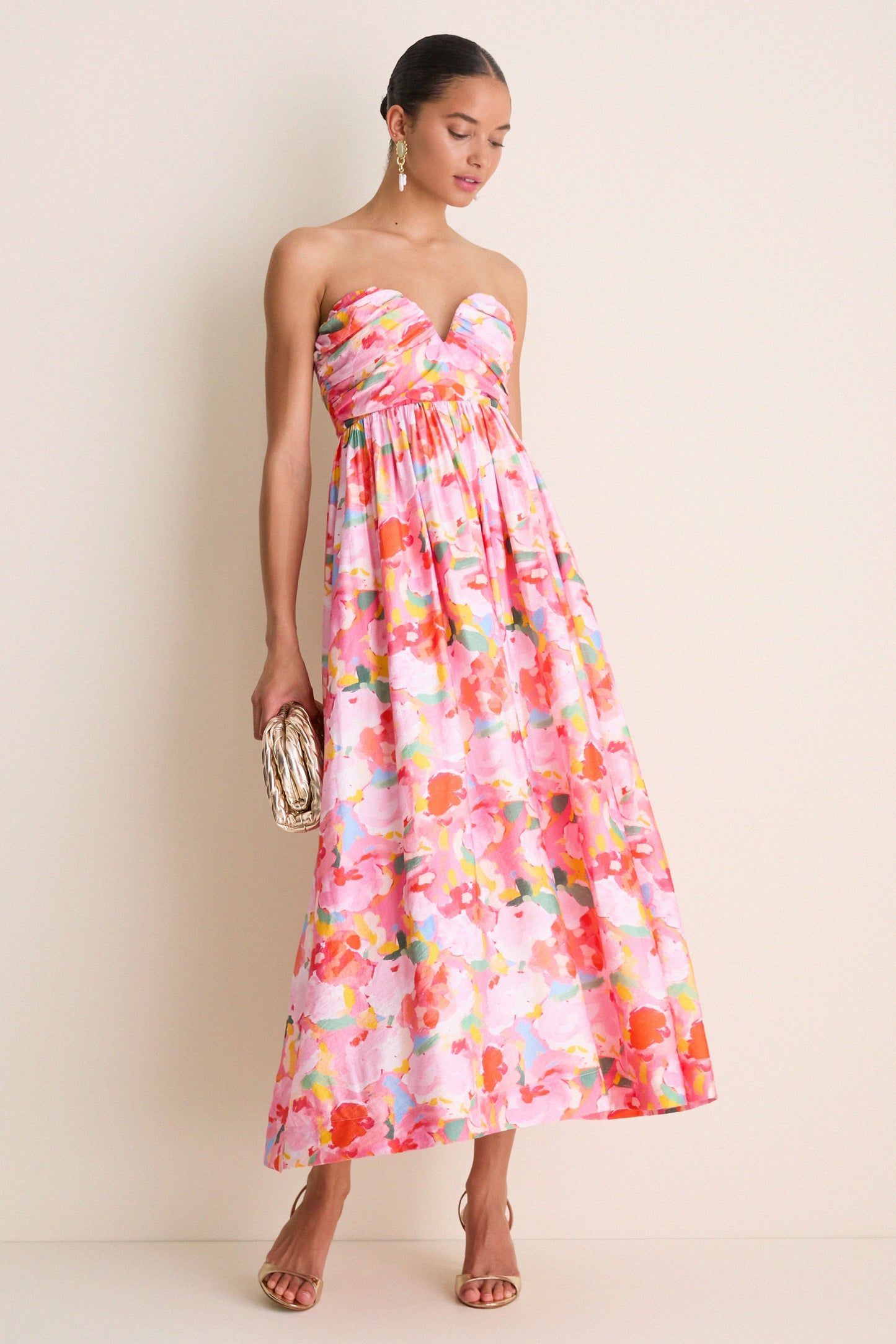Pink Multi Watercolor Harper Watercolor Maxi Dress