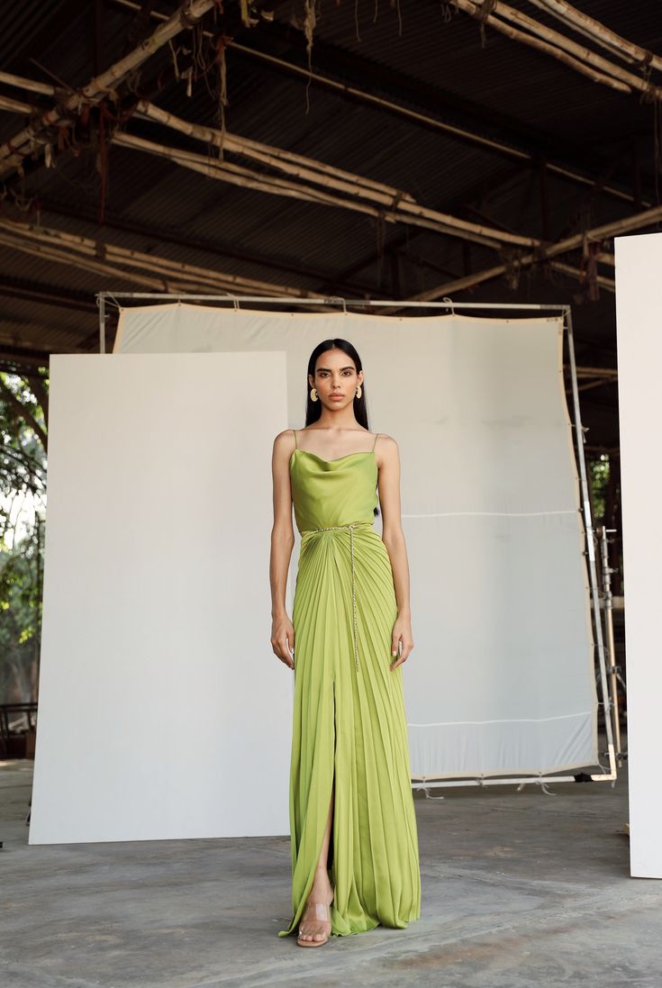 Margot Pleated Gown in Citrus