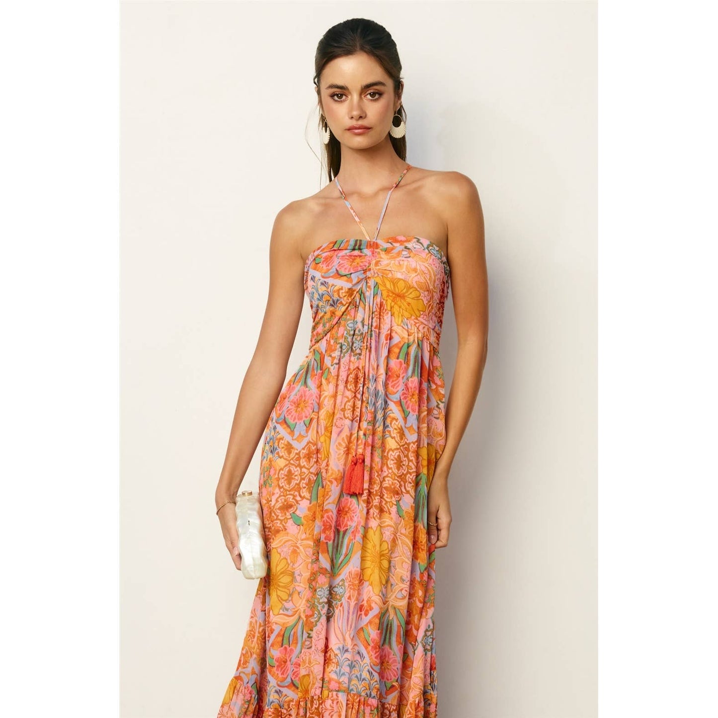 SUMMER GARDEN Selene Ruched Maxi Dress