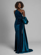 Catherine One-Shoulder Satin Column Dress