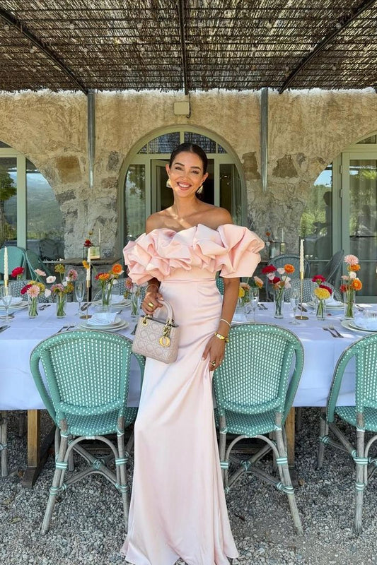 Olivia Satin Off-Shoulder Gown