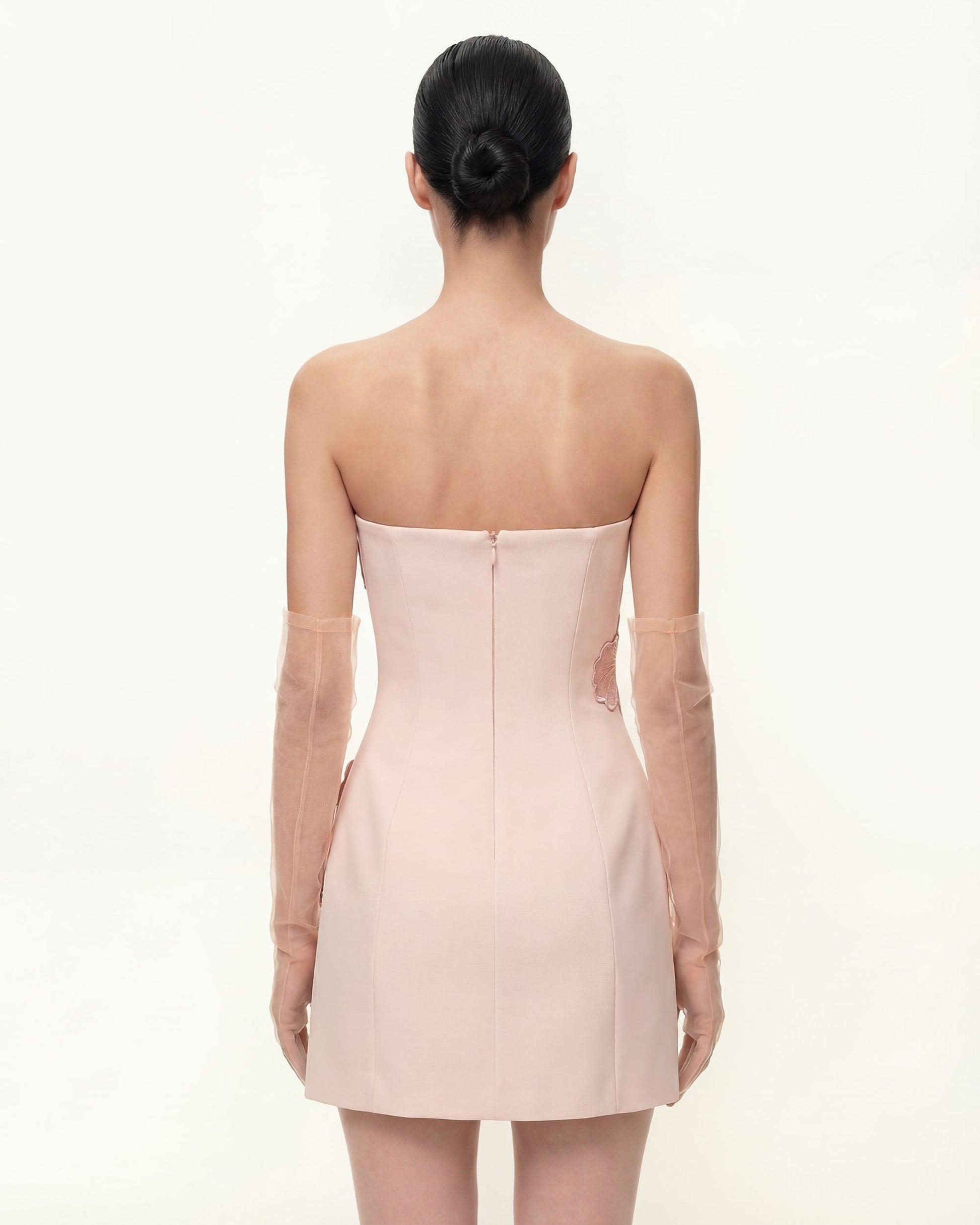 Pink Iris Floral Strapless Dress