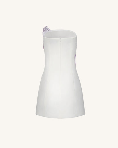 White Iris Floral Strapless Dress