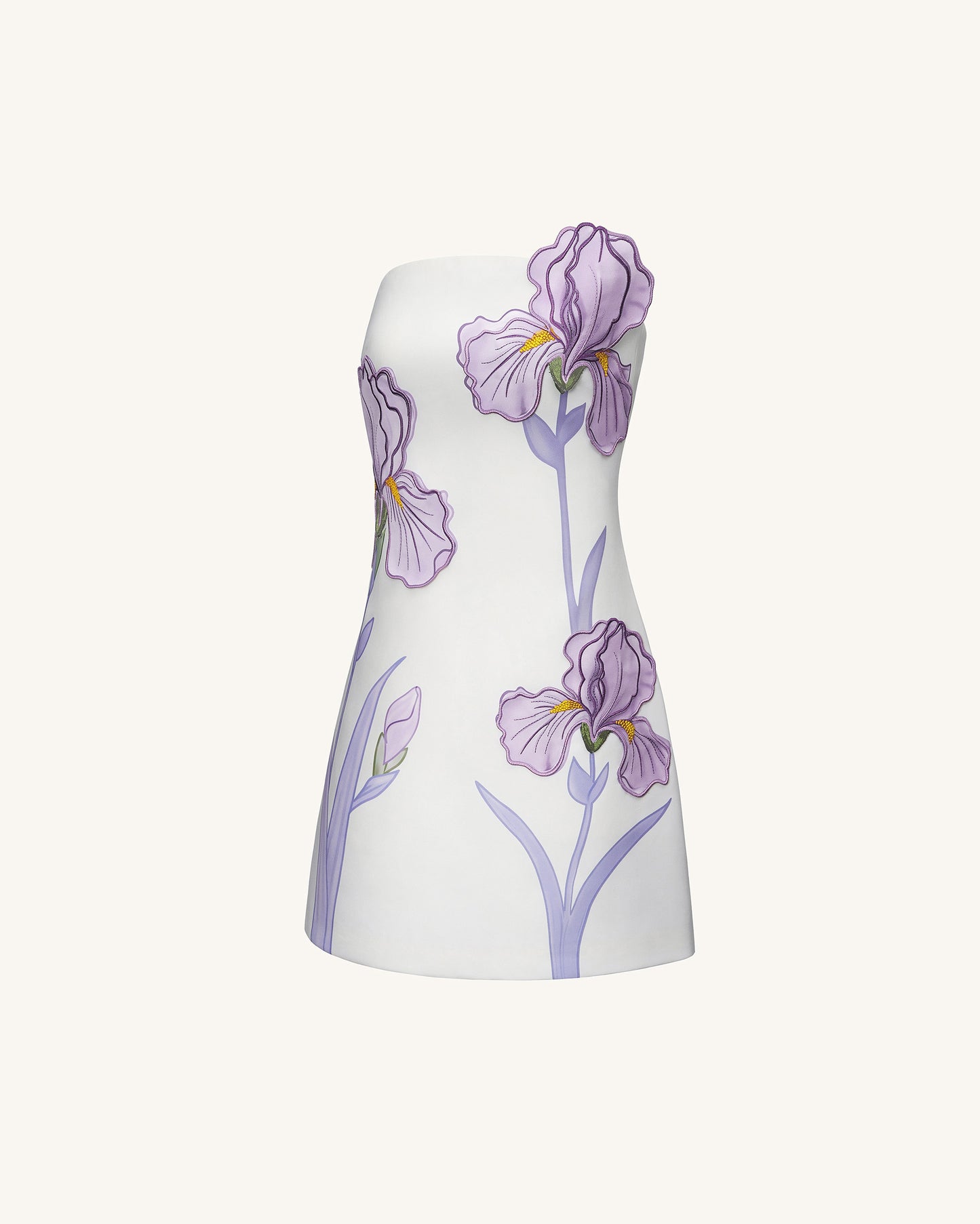 White Iris Floral Strapless Dress