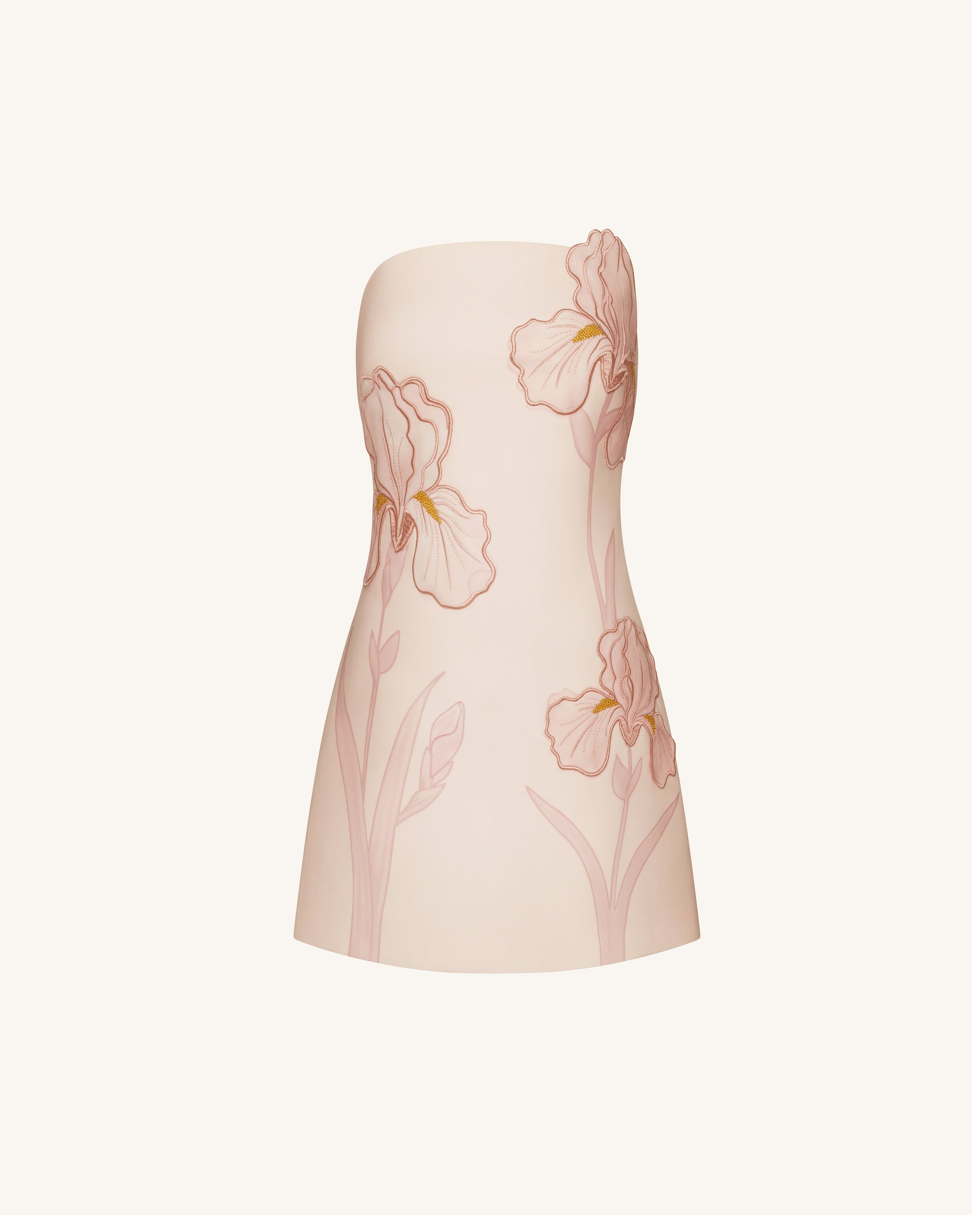 Pink Iris Floral Strapless Dress