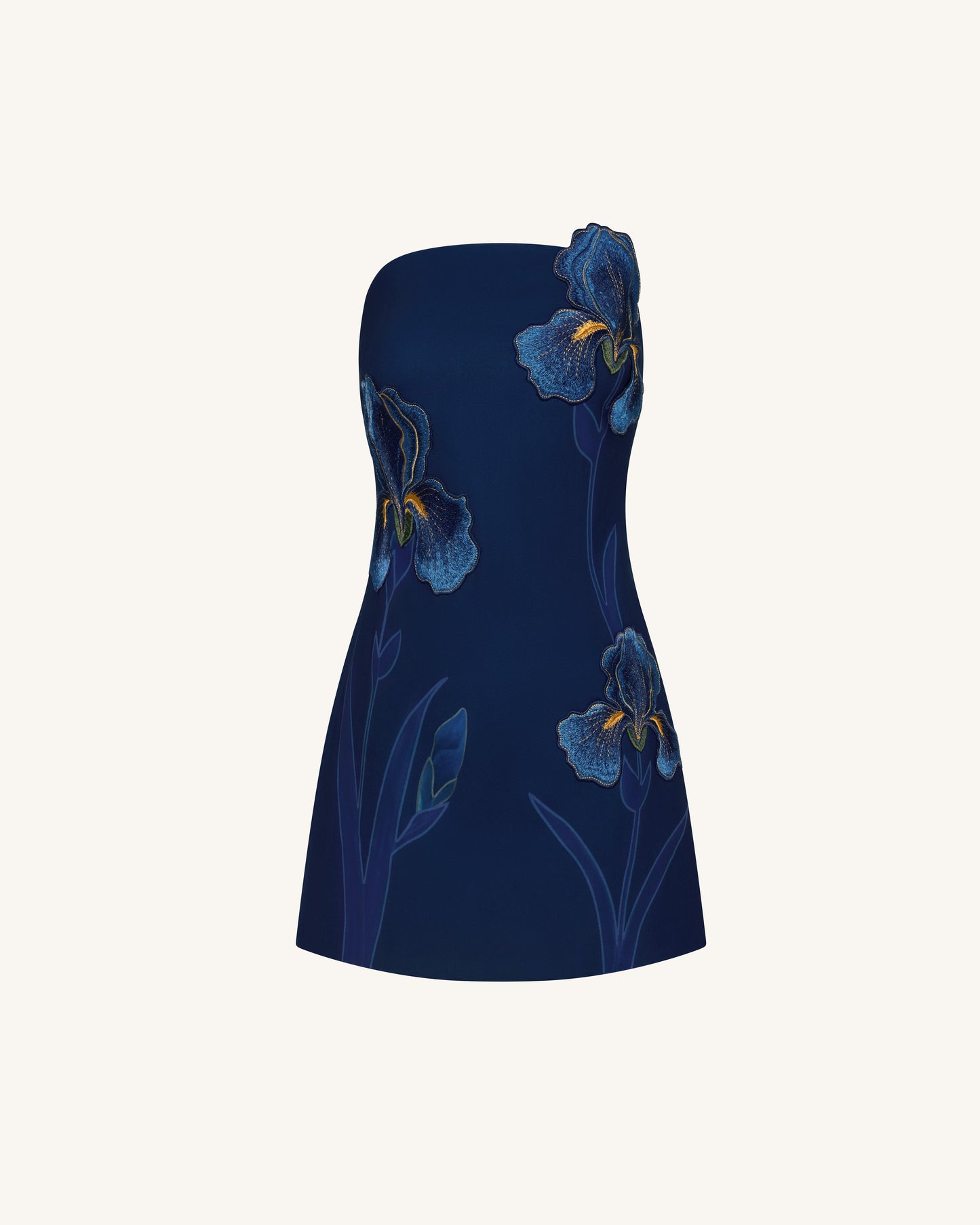Navy blue Iris Floral Strapless Dress