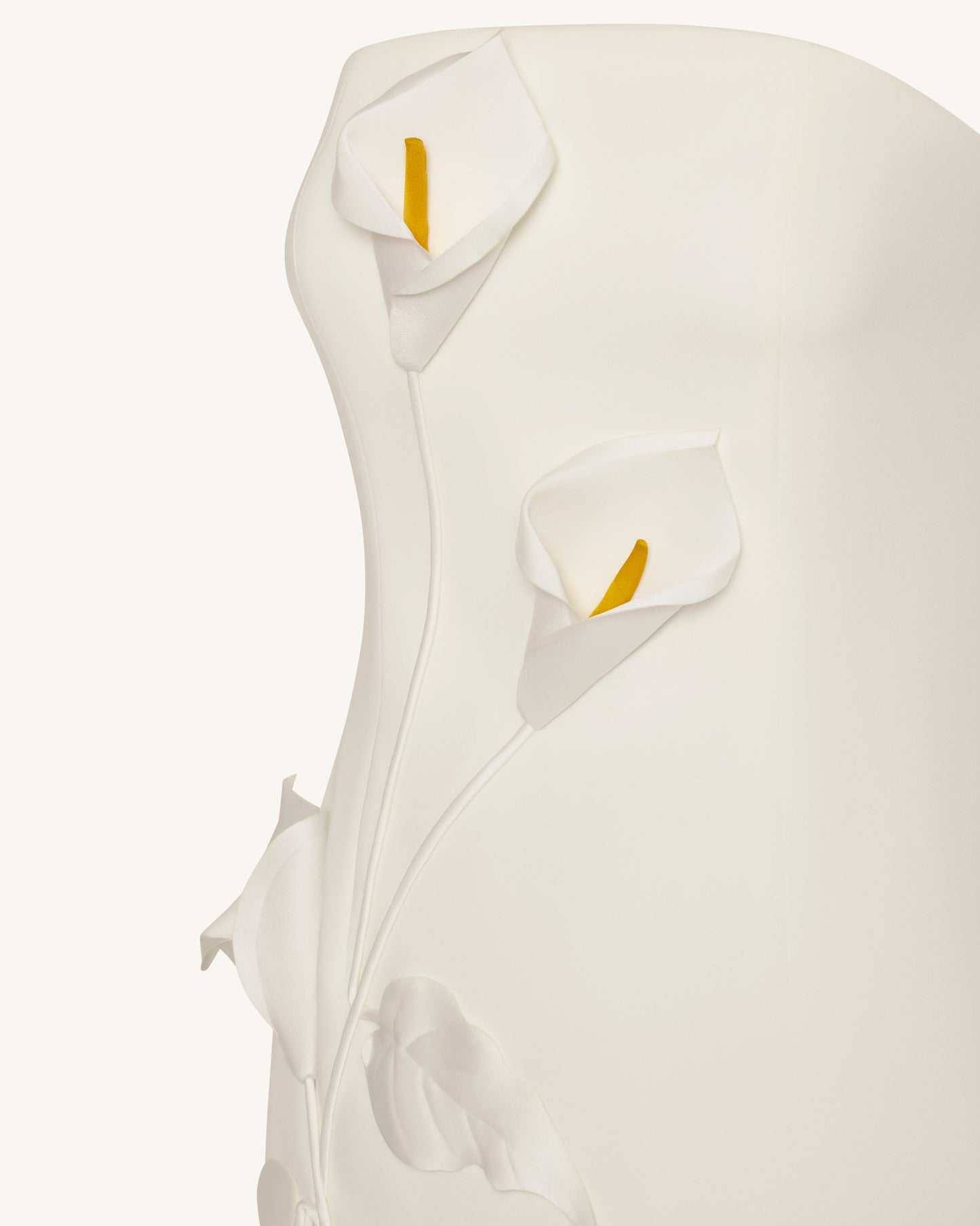White Margot Floral Appliqué Strapless Dress in Yellow