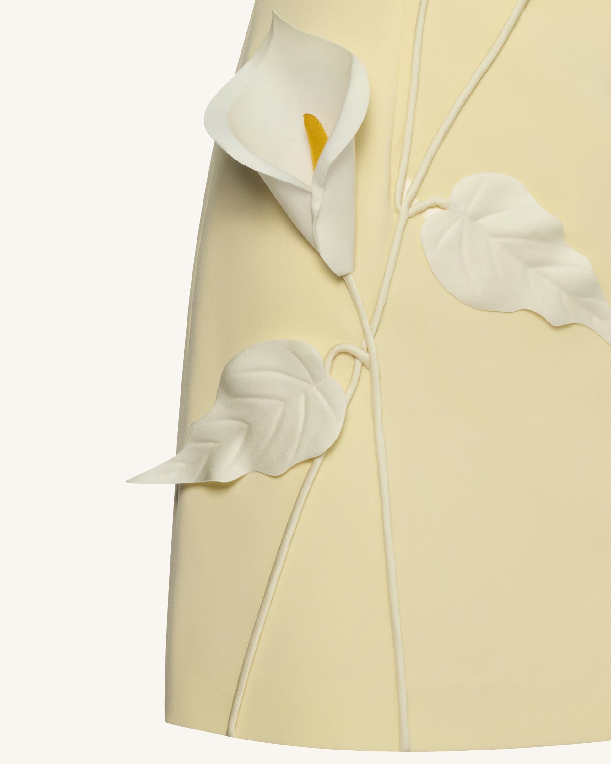 Yellow Margot Floral Appliqué Strapless Dress in Yellow