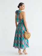 Margot Plaid Halter Midi Dress