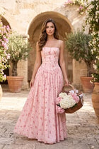 Pink Floral Spaghetti Strap Maxi Dress for Women