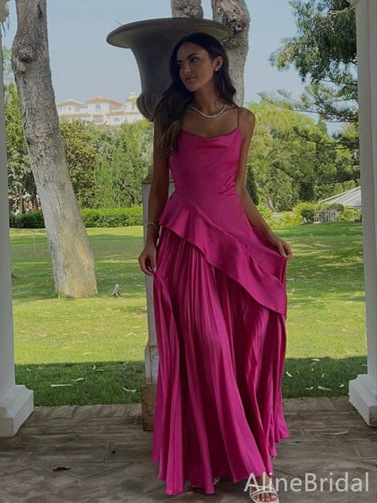 Picture Color Vivienne Pleated Satin A-Line Gown
