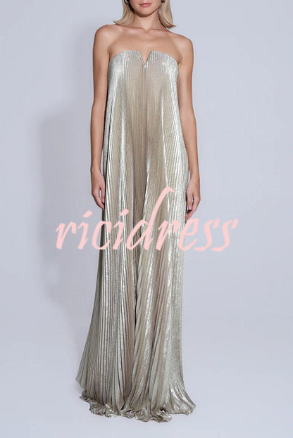 line Maxi Dress Maya Metallic Pleated Maxi Dress